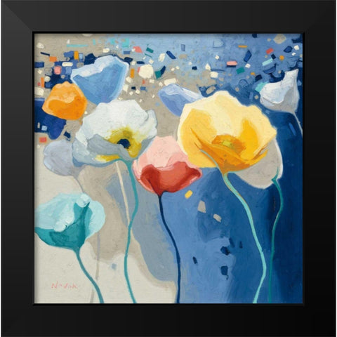 Bleusy Black Modern Wood Framed Art Print by Novak, Shirley