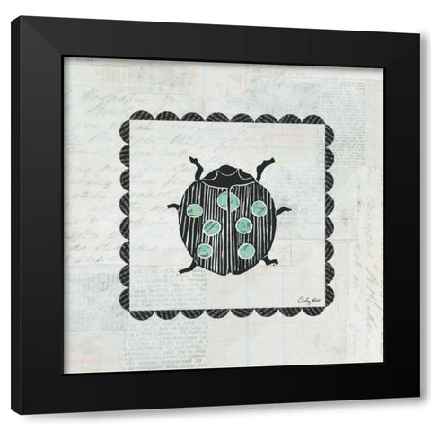 Ladybug Stamp Black Modern Wood Framed Art Print with Double Matting by Prahl, Courtney