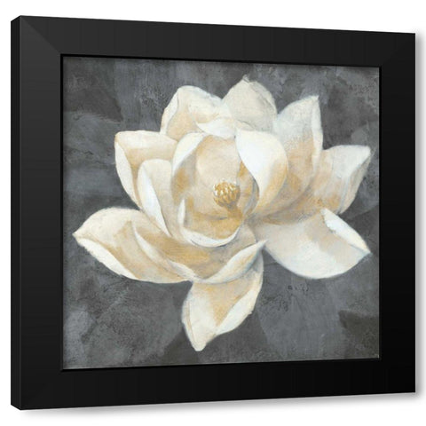 Majestic Magnolia Neutral Sq Black Modern Wood Framed Art Print by Hristova, Albena