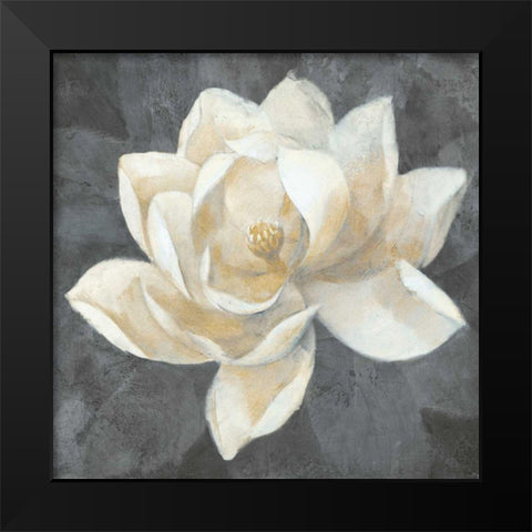 Majestic Magnolia Neutral Sq Black Modern Wood Framed Art Print by Hristova, Albena