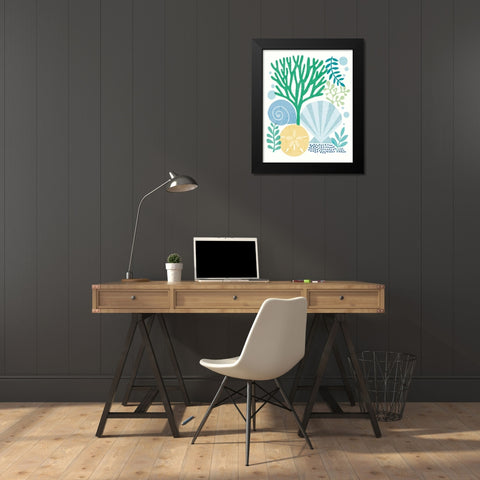 Under Sea Treasures VI Sea Glass Black Modern Wood Framed Art Print by Mullan, Michael
