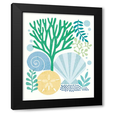 Under Sea Treasures VI Sea Glass Black Modern Wood Framed Art Print by Mullan, Michael
