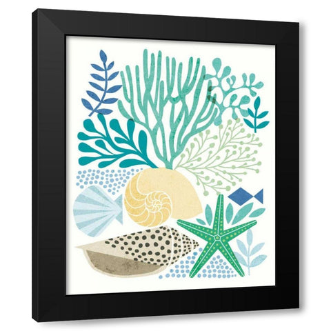 Under Sea Treasures V Sea Glass Black Modern Wood Framed Art Print with Double Matting by Mullan, Michael