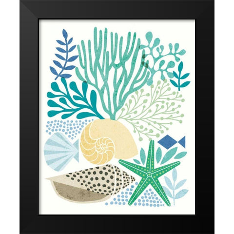 Under Sea Treasures V Sea Glass Black Modern Wood Framed Art Print by Mullan, Michael