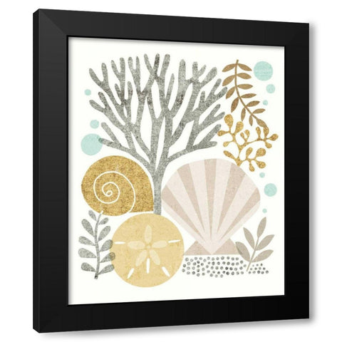 Under Sea Treasures V Gold Neutral Black Modern Wood Framed Art Print with Double Matting by Mullan, Michael
