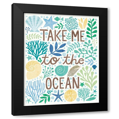 Under Sea Treasures IV Sea Glass Black Modern Wood Framed Art Print by Mullan, Michael