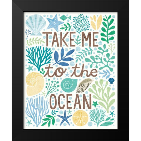Under Sea Treasures IV Sea Glass Black Modern Wood Framed Art Print by Mullan, Michael