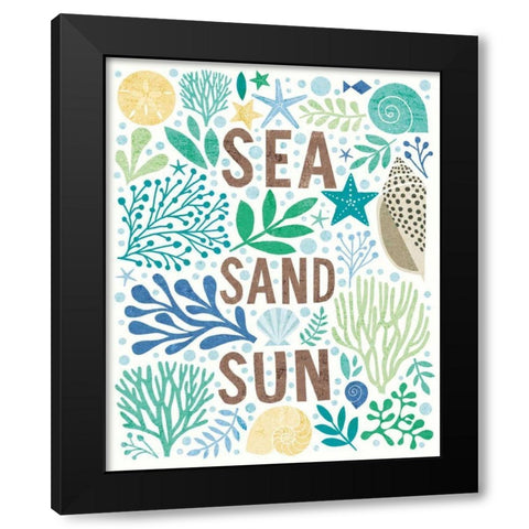 Under Sea Treasures III Sea Glass Black Modern Wood Framed Art Print with Double Matting by Mullan, Michael