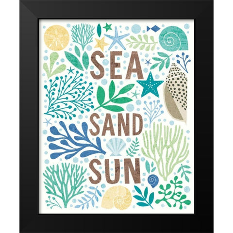 Under Sea Treasures III Sea Glass Black Modern Wood Framed Art Print by Mullan, Michael