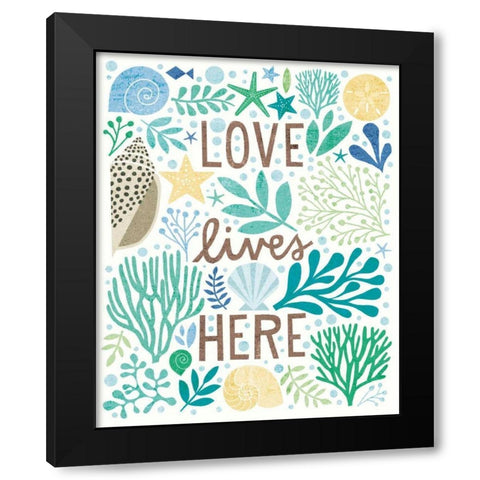 Under Sea Treasures II Sea Glass Black Modern Wood Framed Art Print with Double Matting by Mullan, Michael