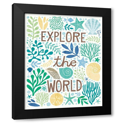 Under Sea Treasures I Sea Glass Black Modern Wood Framed Art Print with Double Matting by Mullan, Michael