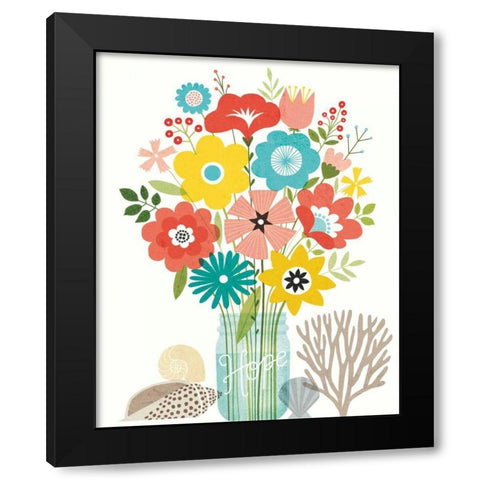 Seaside Bouquet IV Mason Jar Black Modern Wood Framed Art Print with Double Matting by Mullan, Michael