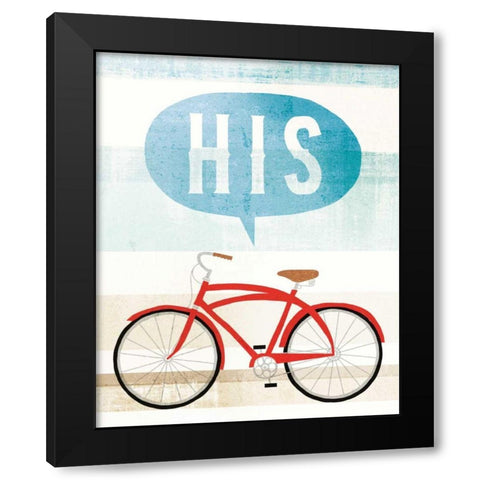 Beach Cruiser His II Black Modern Wood Framed Art Print with Double Matting by Mullan, Michael