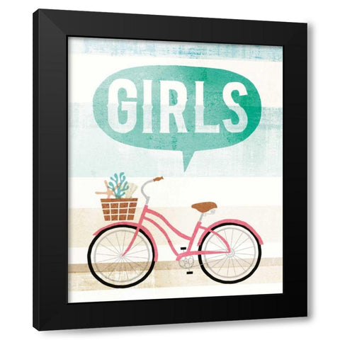 Beach Cruiser Girls II Black Modern Wood Framed Art Print by Mullan, Michael