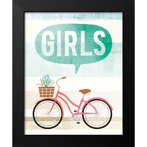 Beach Cruiser Girls II Black Modern Wood Framed Art Print by Mullan, Michael
