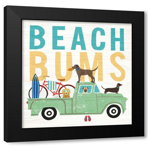 Beach Bums Truck I square Black Modern Wood Framed Art Print by Mullan, Michael