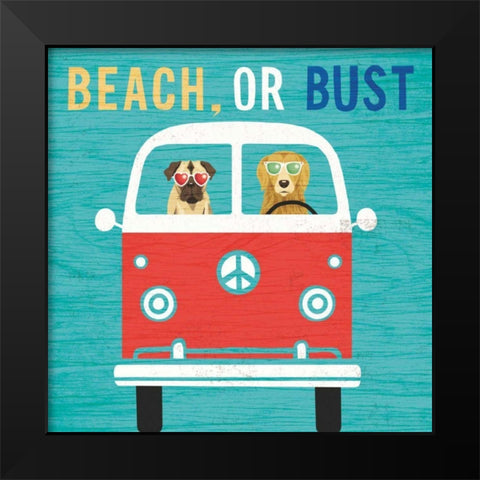 Beach Bums Bus Black Modern Wood Framed Art Print by Mullan, Michael