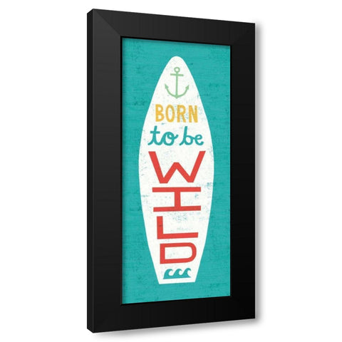 Beach Bums Surf Board I Black Modern Wood Framed Art Print by Mullan, Michael