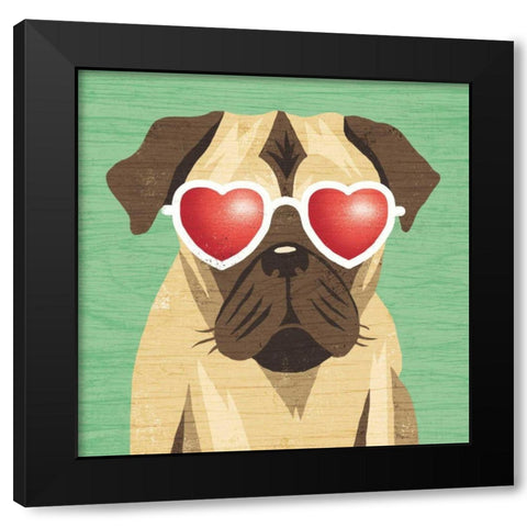 Beach Bums Pug I Black Modern Wood Framed Art Print with Double Matting by Mullan, Michael