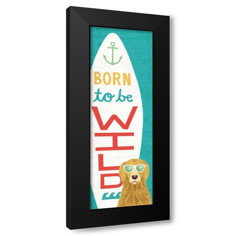 Beach Bums Golden Surf Board Black Modern Wood Framed Art Print with Double Matting by Mullan, Michael