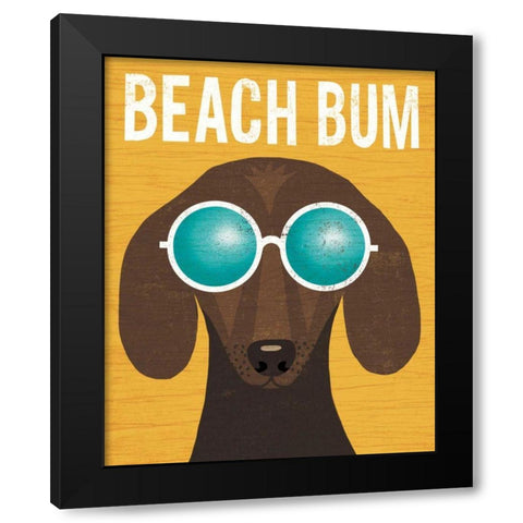 Beach Bums Dachshund I Bum Black Modern Wood Framed Art Print by Mullan, Michael