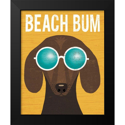 Beach Bums Dachshund I Bum Black Modern Wood Framed Art Print by Mullan, Michael