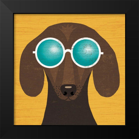 Beach Bums Dachshund I Black Modern Wood Framed Art Print by Mullan, Michael