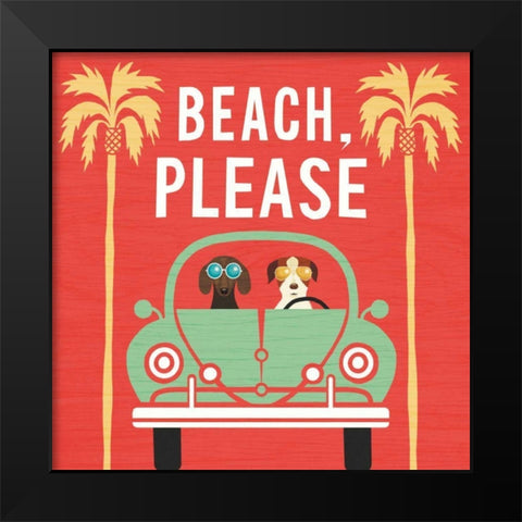 Beach Bums Beetle I square Black Modern Wood Framed Art Print by Mullan, Michael