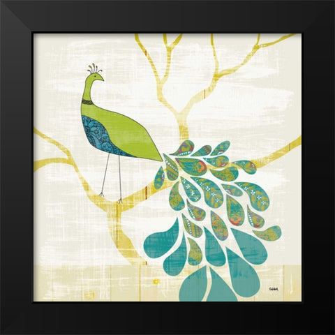 Mod Peacock II Black Modern Wood Framed Art Print by Schlabach, Sue