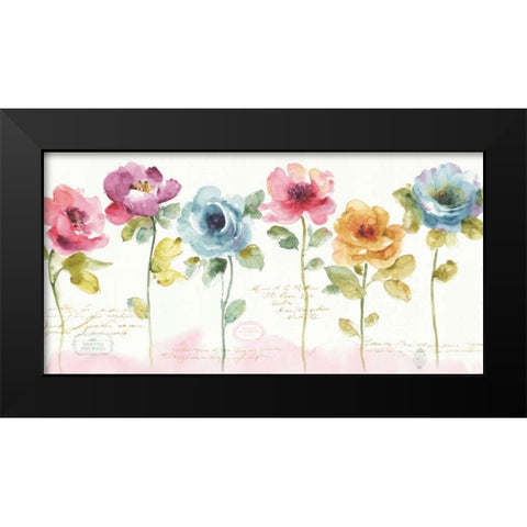 Rainbow Seeds Loose Floral V Black Modern Wood Framed Art Print by Audit, Lisa