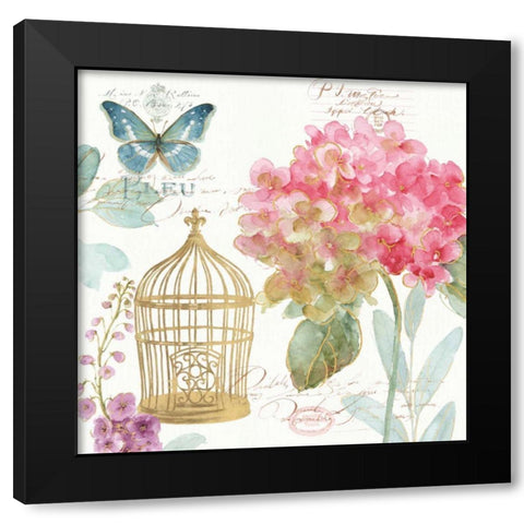Rainbow Seeds Floral Birdcage II Black Modern Wood Framed Art Print with Double Matting by Audit, Lisa
