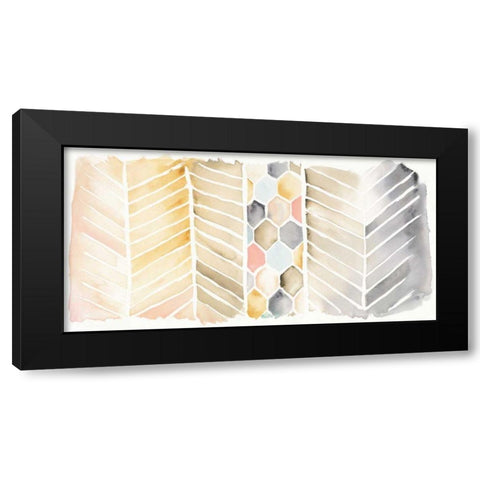 Watercolor Chevron Black Modern Wood Framed Art Print by DeNeige, Elyse