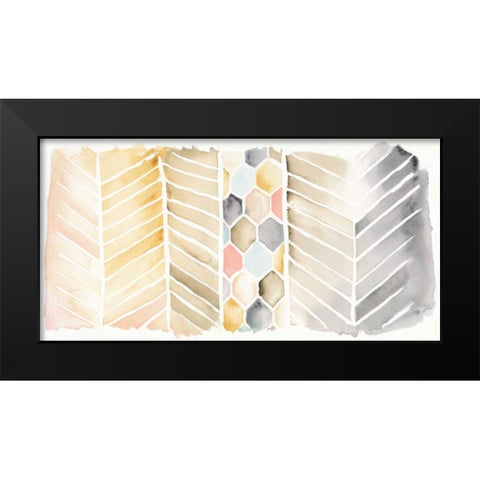 Watercolor Chevron Black Modern Wood Framed Art Print by DeNeige, Elyse