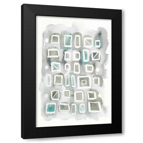 Watercolor Squares Black Modern Wood Framed Art Print by DeNeige, Elyse