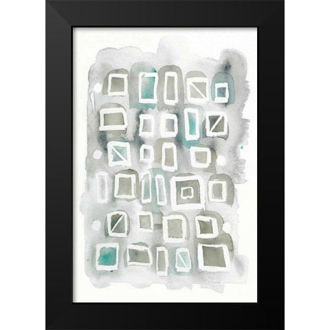 Watercolor Squares Black Modern Wood Framed Art Print by DeNeige, Elyse