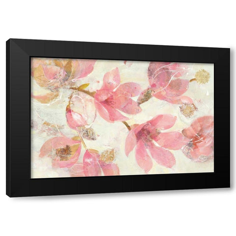 Magnolias in Bloom on White Black Modern Wood Framed Art Print by Hristova, Albena
