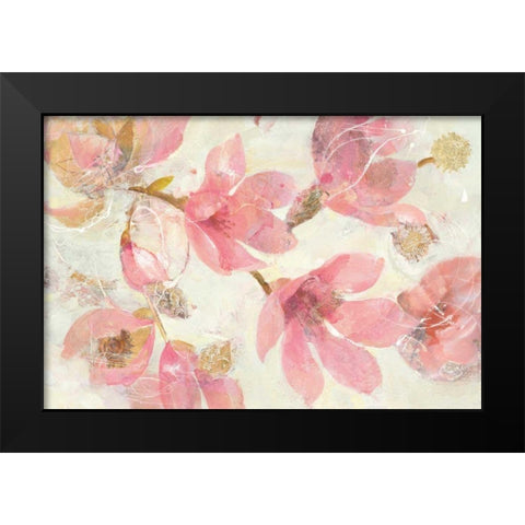 Magnolias in Bloom on White Black Modern Wood Framed Art Print by Hristova, Albena