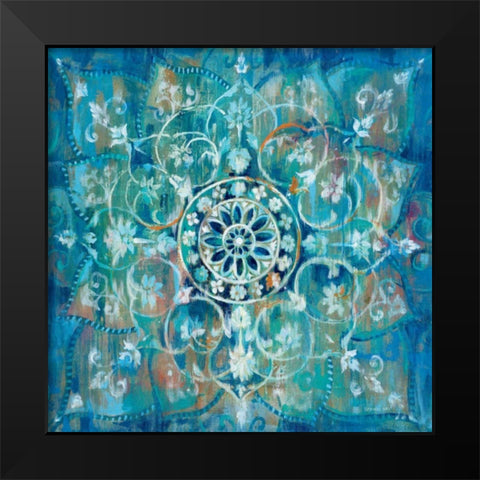 Mandala in Blue I Sq Black Modern Wood Framed Art Print by Danhui, Nai