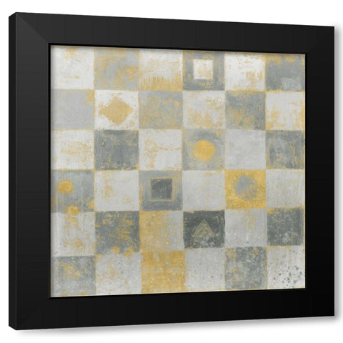 Neutrality Abstract Gold Black Modern Wood Framed Art Print with Double Matting by Wiens, James