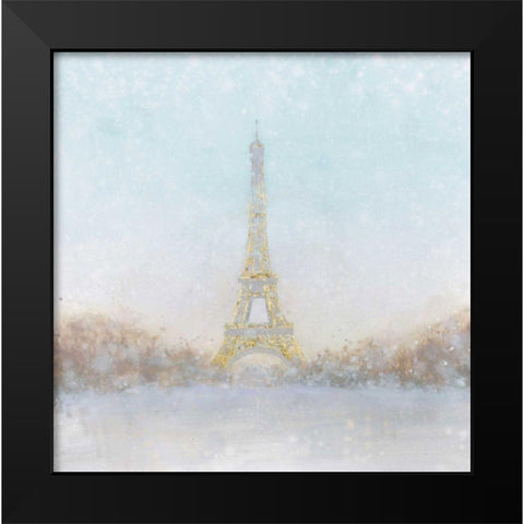 Eiffel Romance no Couple Turquoise Black Modern Wood Framed Art Print by Fabiano, Marco