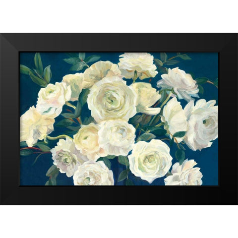 Roses in Cobalt Vase Indigo Crop Black Modern Wood Framed Art Print by Hageman, Marilyn