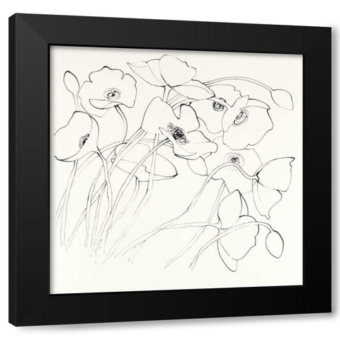 Black Line Poppies II Black Modern Wood Framed Art Print with Double Matting by Novak, Shirley