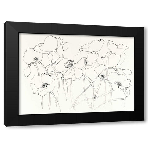 Black Line Poppies III Black Modern Wood Framed Art Print with Double Matting by Novak, Shirley