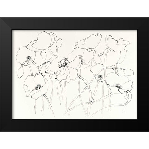 Black Line Poppies III Black Modern Wood Framed Art Print by Novak, Shirley