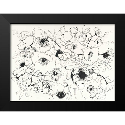 Black Line Poppies Mix Black Modern Wood Framed Art Print by Novak, Shirley