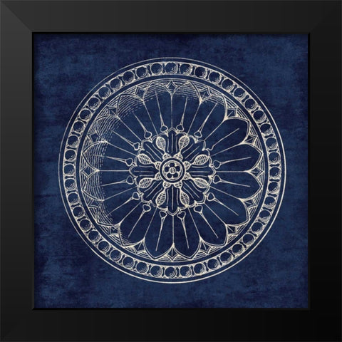 Rosette I Indigo Black Modern Wood Framed Art Print by Wild Apple Portfolio
