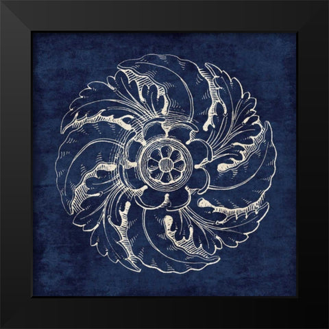Rosette IV Indigo Black Modern Wood Framed Art Print by Wild Apple Portfolio