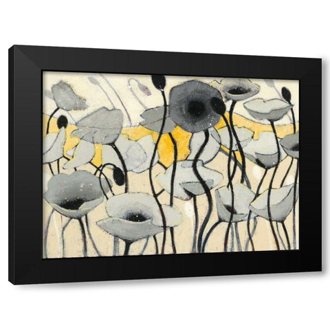 Snow Day Gray Flower Black Modern Wood Framed Art Print with Double Matting by Novak, Shirley