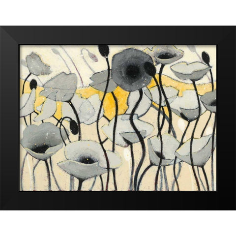 Snow Day Gray Flower Black Modern Wood Framed Art Print by Novak, Shirley