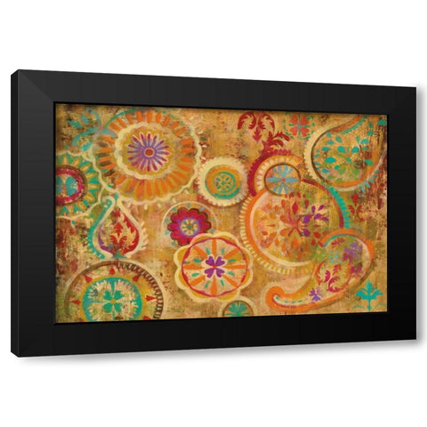 Contemporary Paisley Black Modern Wood Framed Art Print by Vassileva, Silvia